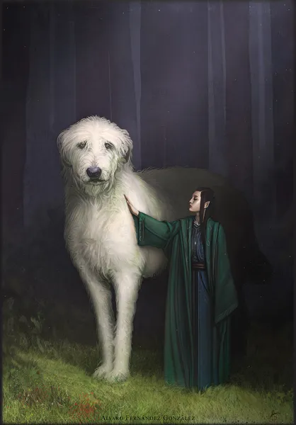 Illustration : Huan and Lúthien, par Álvaro Fernández González.