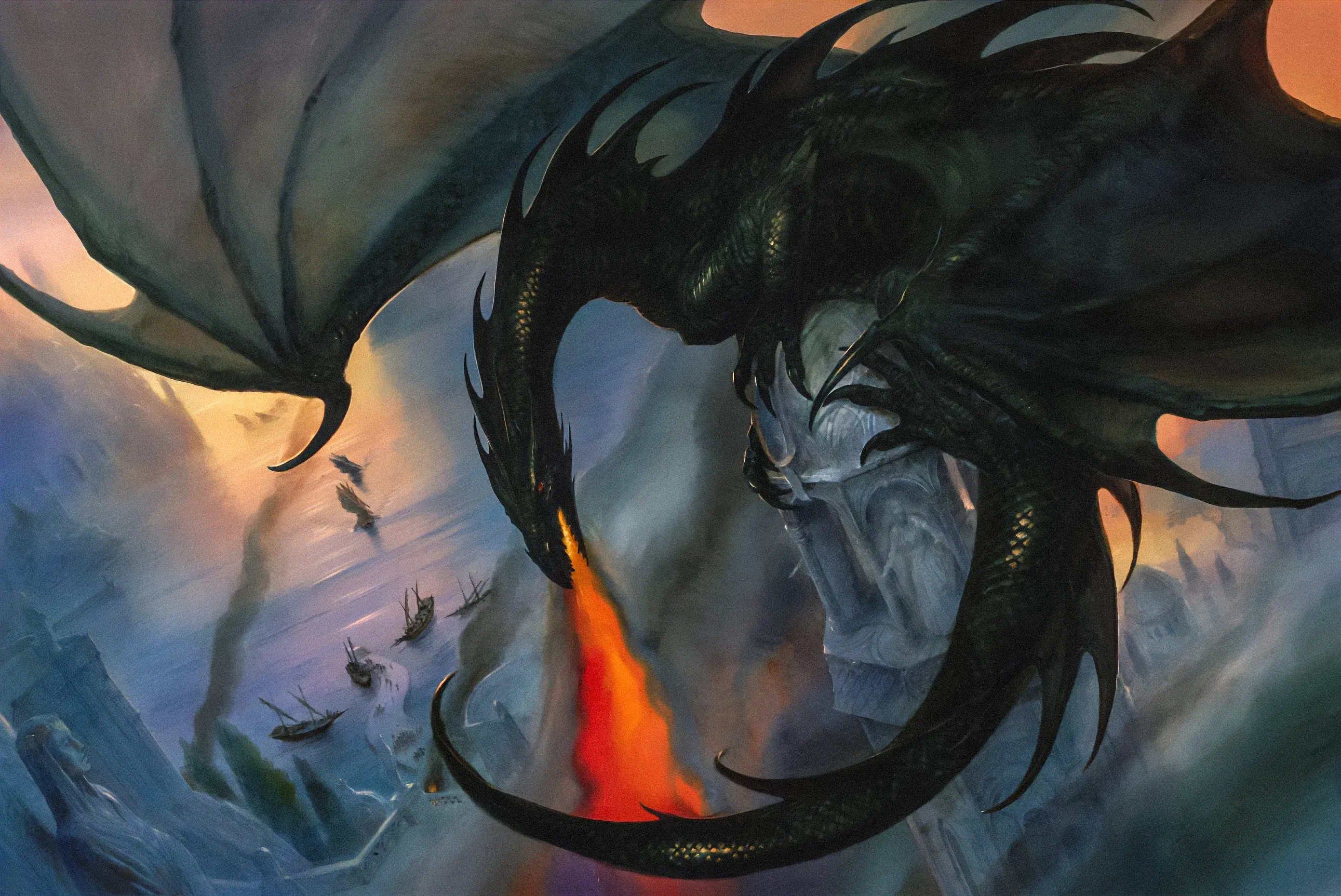Illustration : The Black Wyrm at Mithlond, par John Howe.