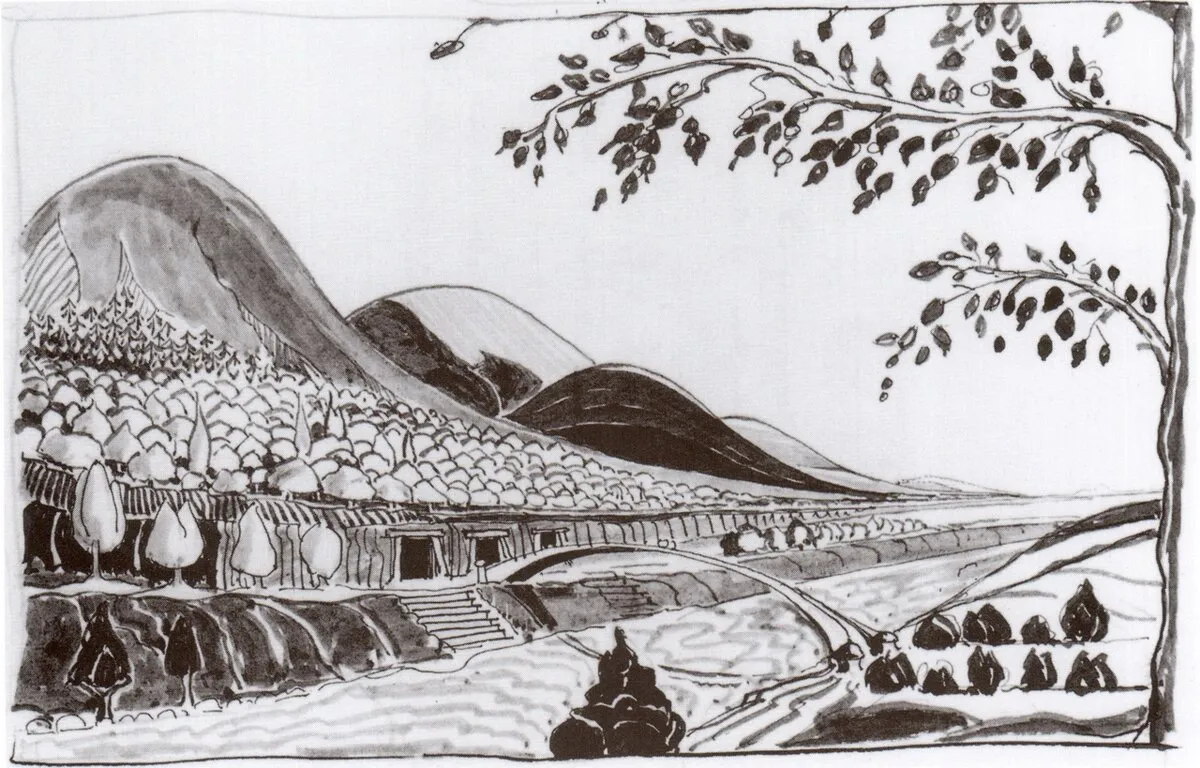 Illustration : Nargothrond, par J.R.R. Tolkien.