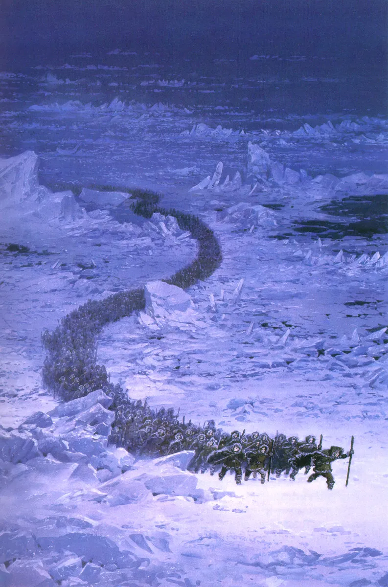 Illustration : Fingolfin Leads the Host Across the Helcaraxë, par Ted Nasmith.