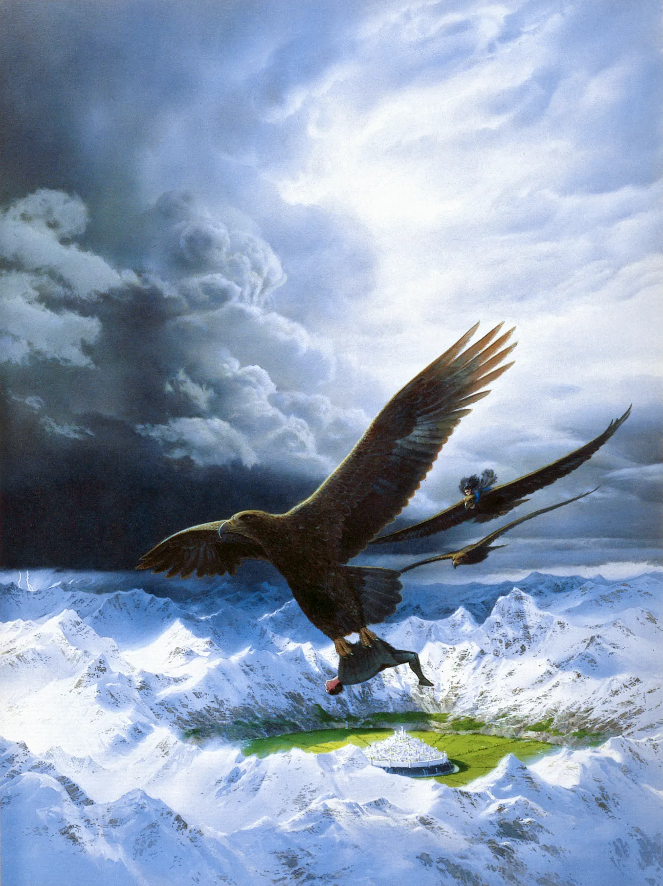 Illustration : Beren and Lúthien are Flown to Safety, par Ted Nasmith.