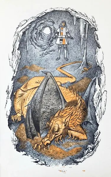 Illustration de Pauline Diana Baynes, pour l'édition anglaise de 1962 du recueil de poèmes de J.R.R. Tolkien Les Aventures de Tom Bombadil (The Adventures of Tom Bombadil), publié par George Allen and Unwin.