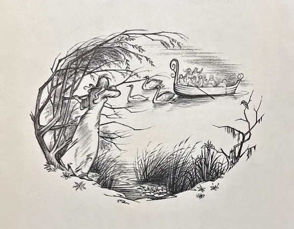 Illustration de Pauline Diana Baynes, pour l'édition anglaise de 1962 du recueil de poèmes de J.R.R. Tolkien Les Aventures de Tom Bombadil (The Adventures of Tom Bombadil), publié par George Allen and Unwin.