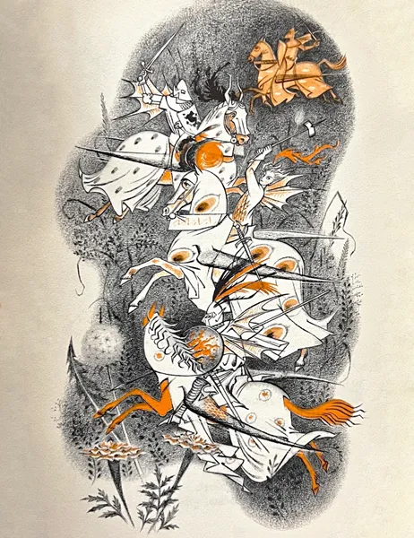 Illustration de Pauline Diana Baynes, pour l'édition anglaise de 1962 du recueil de poèmes de J.R.R. Tolkien Les Aventures de Tom Bombadil (The Adventures of Tom Bombadil), publié par George Allen and Unwin.