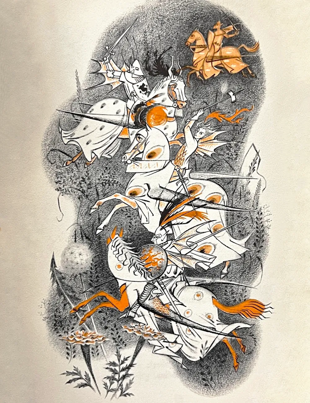 Illustration de Pauline Diana Baynes, pour l'édition anglaise de 1962 du recueil de poèmes de J.R.R. Tolkien Les Aventures de Tom Bombadil (The Adventures of Tom Bombadil), publié par George Allen and Unwin.