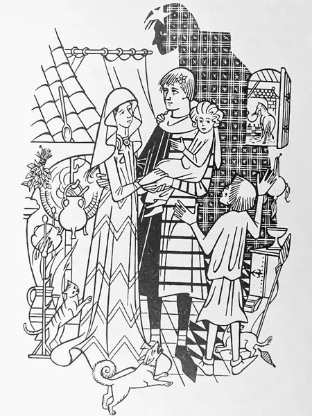 Illustration de Pauline Diana Baynes, pour lédition anglaise du roman de J.R.R. Tolkien Smith de Grand Wootton (Smith of Wootton Major).