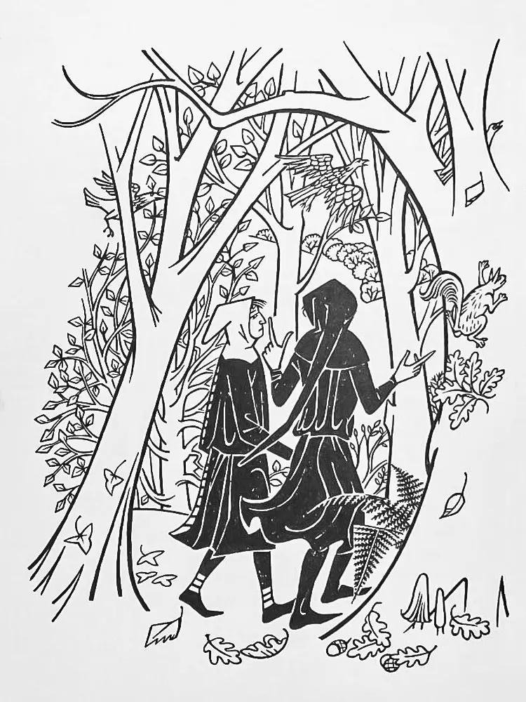 Illustration de Pauline Diana Baynes, pour lédition anglaise du roman de J.R.R. Tolkien Smith de Grand Wootton (Smith of Wootton Major).