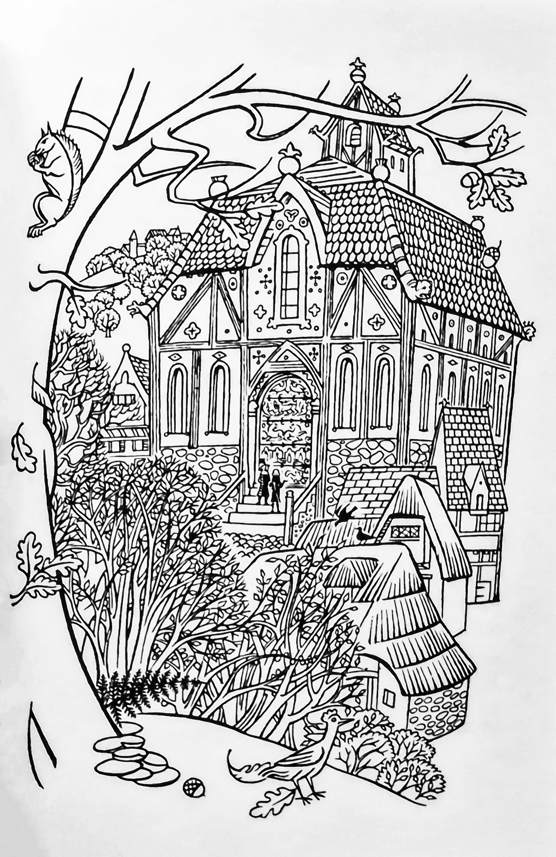 Illustration de Pauline Diana Baynes, pour lédition anglaise du roman de J.R.R. Tolkien Smith de Grand Wootton (Smith of Wootton Major).