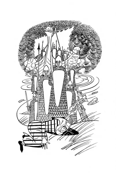 Illustration de Pauline Diana Baynes, pour lédition anglaise du roman de J.R.R. Tolkien Smith de Grand Wootton (Smith of Wootton Major).
